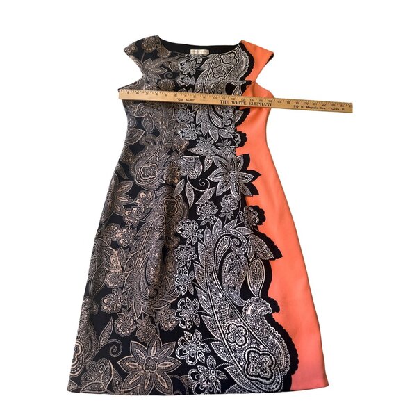 💖London Times Women's Size 6 Sleeveless Black & Peach Floral Print Dress - Picture 3 of 5